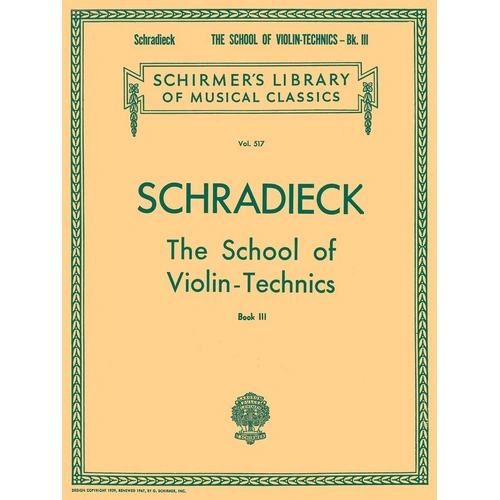 Schradieck School of Violin Technics Book 3, 32 Pages, G. Schirmer