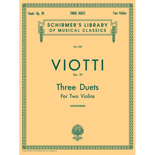 Viotti 3 Duets Op 29 Lib.518 2 Violins 