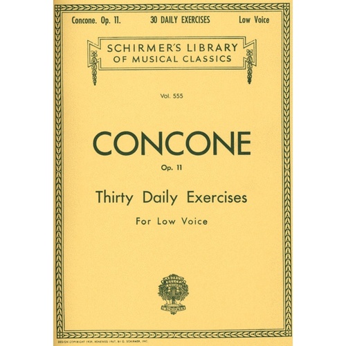 Schirmer - Concone - 30 Daily Exercises Op 11 Low Voice