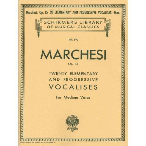 Schirmer - 20 Elementary/Progressive Vocalises Op 15 Medium