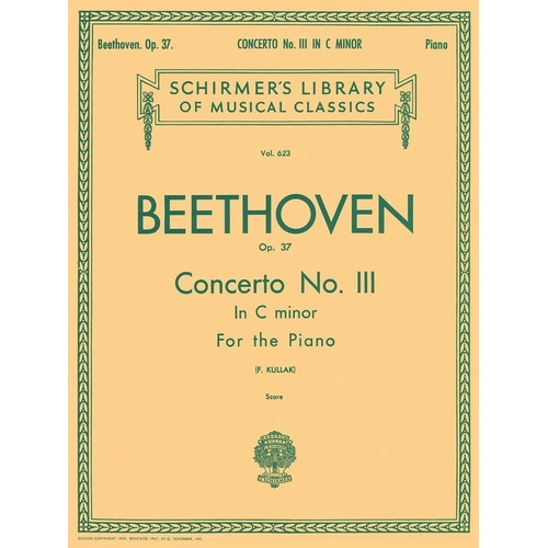Beethoven - Concerto No. 3 in C Minor Op. 37 for 2 Pianos 4 Hands, 64 Pages, G. Schirmer Edition