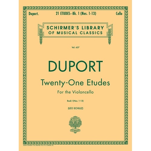 Duport - 21 Etudes Book 1 for Cello, 44 Pages, Schirmer's Library of Musical Classics