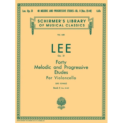 LEE 40 Melodic Progressive Etudes Op 31 Book 2 for Cello