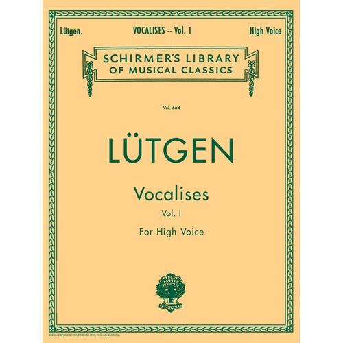 Schirmer - Lutgen - Vocalises Vol 1 High Voice