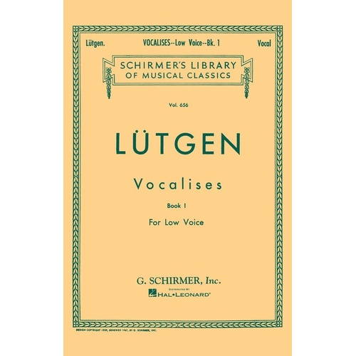 Lutgen Vocalises Vol 1 Low Voice - 20 Daily Exercises for Voice, 32 Pages, G. Schirmer, Inc.