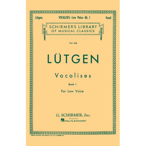 LUTGEN Vocalises Vol 1 Low Voice - 20 Daily Exercises for Voice, 32 Pages, Publisher: G. Schirmer, Inc.