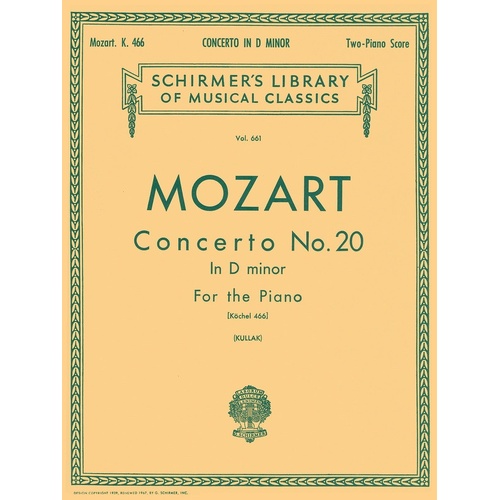 Mozart - Piano Concerto No 20 K 466 2P4H (Softcover Book)