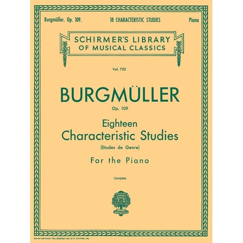 Burgmüller 18 Characteristic Studies Op. 109 for Piano