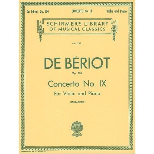 Beriot Concerto 9 Op104 Lib.782 Violin/Piano 