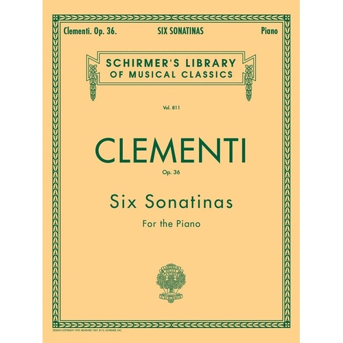 Clementi Six Sonatinas Op. 36 for Piano Solo - G. Schirmer, Inc. 32 Pages