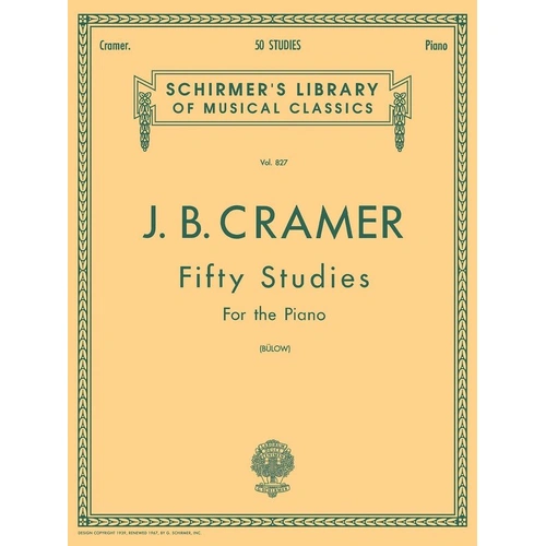 Cramer Fifty Studies for Piano, 120 Pages, Schirmer's Library of Musical Classics