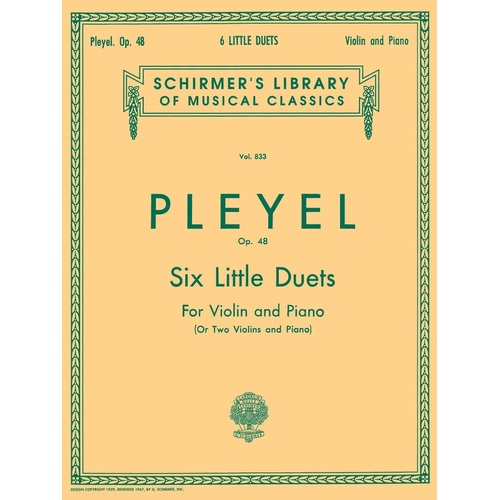 Pleyel 6 Little Duets Op48 Violin/Piano 2Violin 