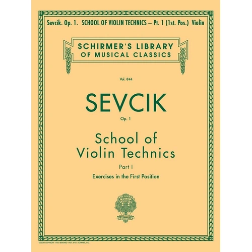 Sevcik School of Violin Technics Op. 1 Part 1 for Unaccompanied Violin, 44 Pages