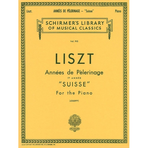 Liszt - Annees De Pelerinage Book 1 Swiss Piano (Softcover Book)