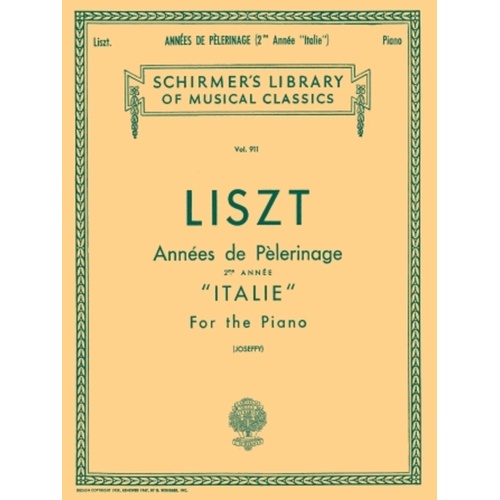 Liszt - Annees De Pelerinage Book 2 Italy Piano (Softcover Book)