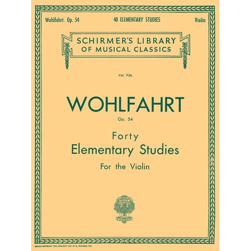 Wohlfahrt Forty Elementary Studies Op. 54 for Unaccompanied Violin, 24 Pages
