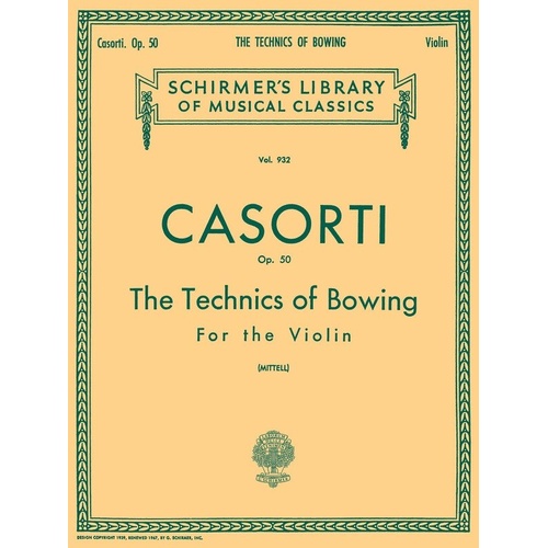 Casorti - The Technics of Bowing Op. 50 for Violin