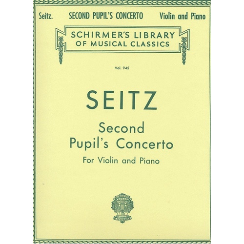 Seitz Pupils Concerto No.2 G Op 13 Violin/Piano 
