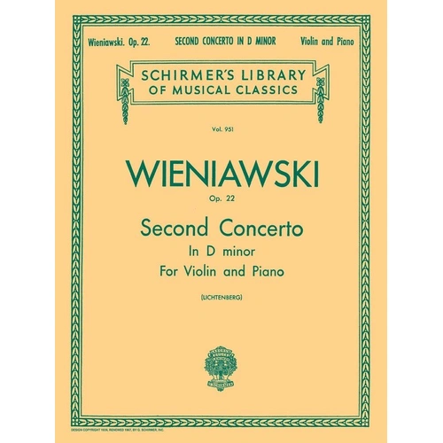 Wieniawsky - Concerto No. 2 in D Minor Op. 22 for Violin and Piano