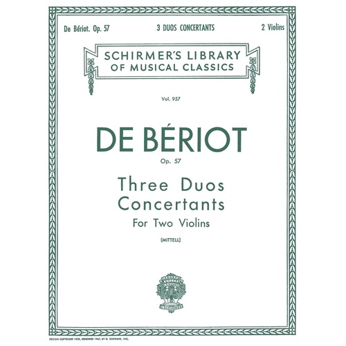Beriot 3 Duos Op 57 Lib.957 2 Violins 