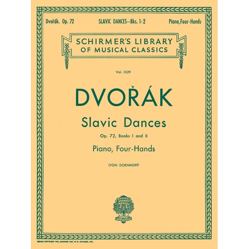 Dvorak Slavonic Dances Op 72 Piano Duets Lib.1029 