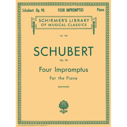 Schubert - 4 Impromptus Op 90 For Piano (Softcover Book)