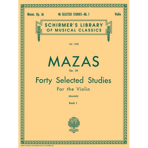 Mazas - 40 Selected Studies, Op. 36 Book 1 for Unaccompanied Violin