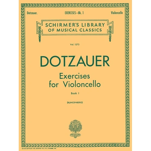 DOTZAUER Exercises for Cello Book 1, Unaccompanied, 48 Pages, Schirmer's Library of Musical Classics