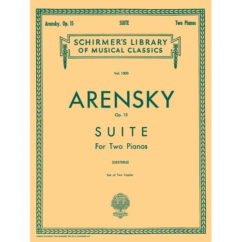 Arensky Suite Op 15 Lib.1300 2 Pianos 