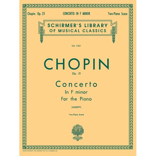 Schirmer - Chopin - Concerto No 2 F Minor Op 21 2P4H