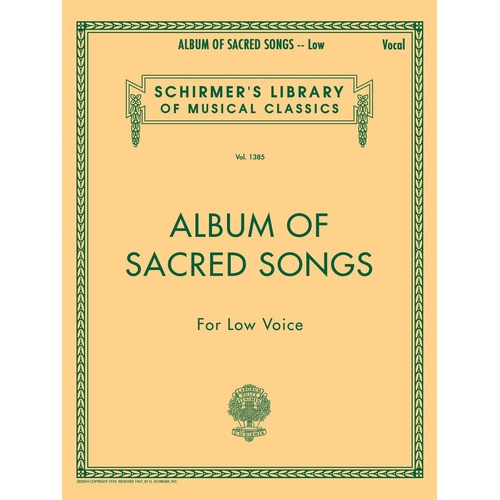 Schirmer - Album Of Sacred Songs For Low Voice