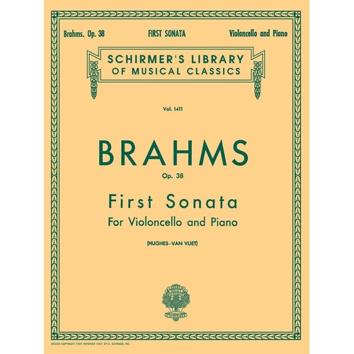 Brahms Sonata No. 1 in E Minor Op. 38 for Cello and Piano, 40 Pages, Schirmer Library of Classics