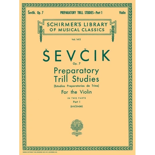 Sevcik Preparatory Trill Studies Op. 7 Book 1 for Violin
