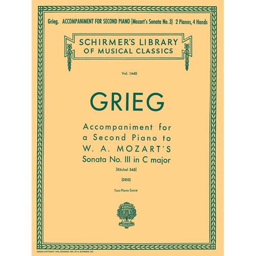Grieg Accom. 2nd Piano For Mozart's Sonata K545 