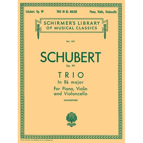 Schubert Trio B Flat Op 99 Violin/Cello/Piano 