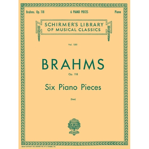 Brahms 6 Piano Pcs.Op 118 Lib.1501 
