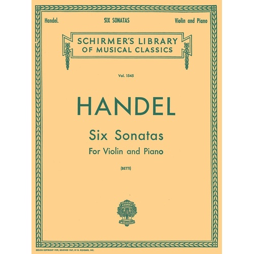 Handel - 6 Sonatas For Violin/Piano (Softcover Book)