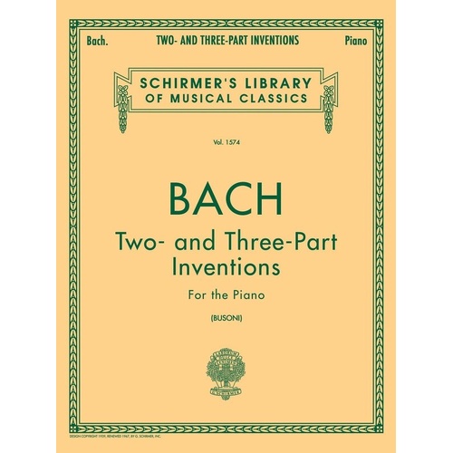 Bach - Two and Three-Part Inventions for Piano, 80 Pages, Schirmer Library of Classics