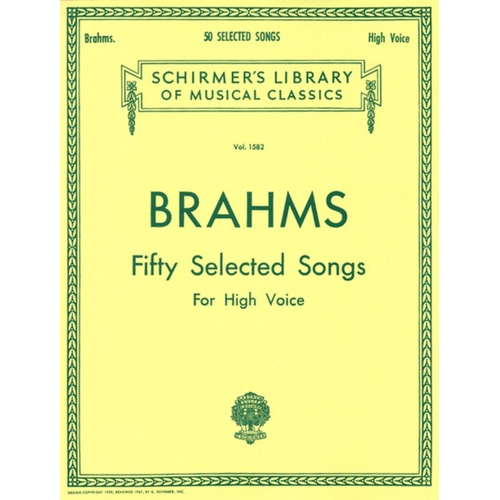 Schirmer - Brahms - 50 Selected Songs High Voice