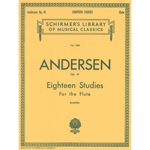 Andersen - 18 Studies Op 41 For Flute (Softcover Book)