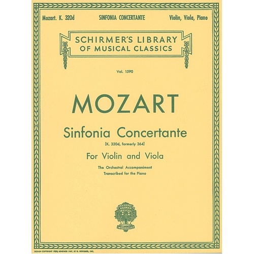 Mozart Sinf.Conc.K364 Lib.1590 Piano Trio 