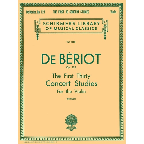 Beriot 30 Concert Studies Lib.1658 Violin 