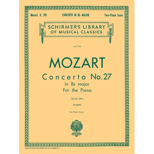 Schirmer - Mozart - Concerto N0 27 B Flat K 595 2P4H