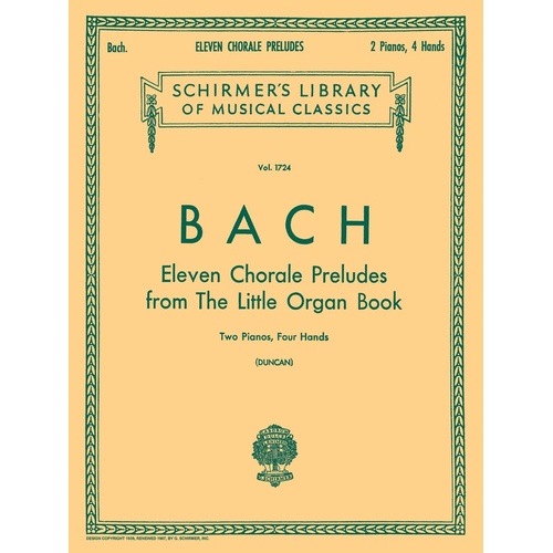 Schirmer - Bach - 11 Chorale Preludes 2P4H