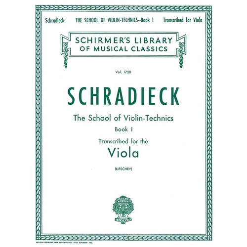 Schradieck School of Violin Technics Op. 1 Book 1 for Viola, 48 Pages, G. Schirmer