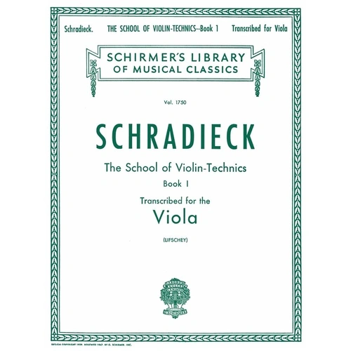 Schradieck School of Violin Technics Op. 1 Book 1 for Viola by G. Schirmer, Inc., 48 Pages