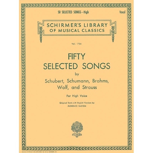 Schirmer - 50 Selected Songs For High Voice