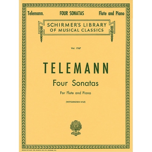Telemann - 4 Sonatas For Flute/Piano (Softcover Book)