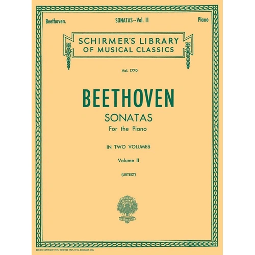 Beethoven - Piano Sonatas Vol. 2 Urtext, G. Schirmer, Inc., 282 Pages, Includes Sonatas Op. 49, 53, 54, 57, 78, 79, 81a, 90, 101, 106, 109, 110, 111,