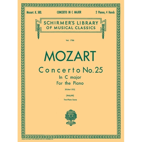 Mozart Concerto N.25 K503 Lib.1786 2 Piano 